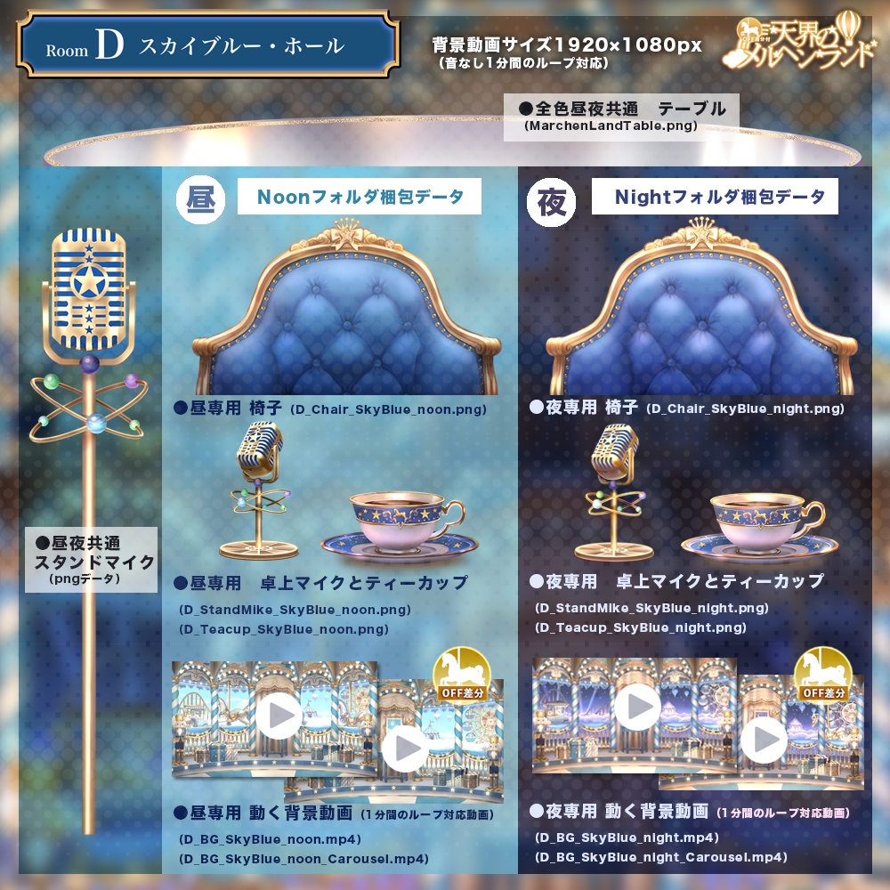 【動く配信用背景】天界のメルヘンランド~昼と夜セット~