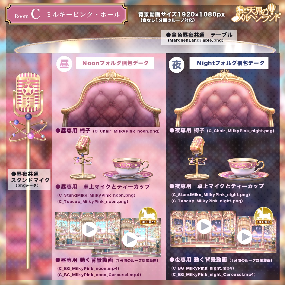 【動く配信用背景】天界のメルヘンランド~昼と夜セット~