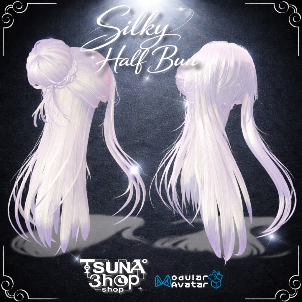 お団子ハーフアップ『Silky half bun』【3Dヘアモデル】