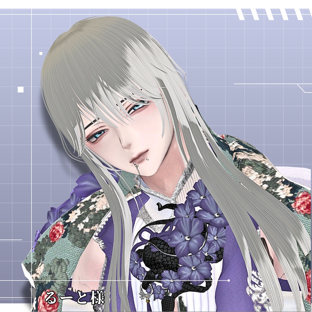 お団子ハーフアップ『Silky half bun』【3Dヘアモデル】