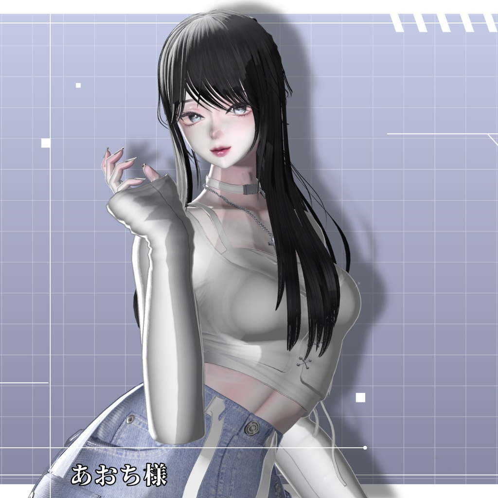 お団子ハーフアップ『Silky half bun』【3Dヘアモデル】