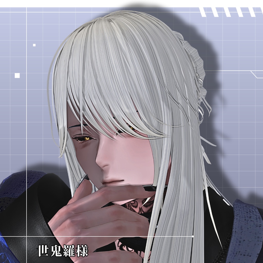 お団子ハーフアップ『Silky half bun』【3Dヘアモデル】