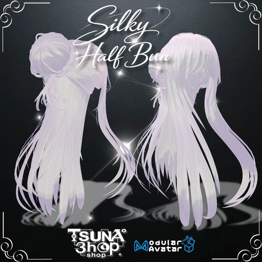 お団子ハーフアップ『Silky half bun』【3Dヘアモデル】
