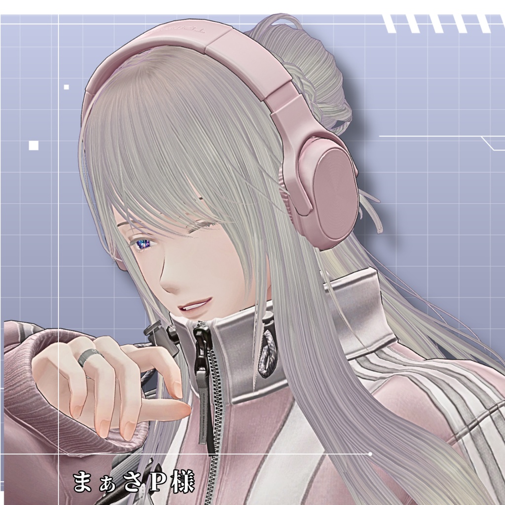 お団子ハーフアップ『Silky half bun』【3Dヘアモデル】