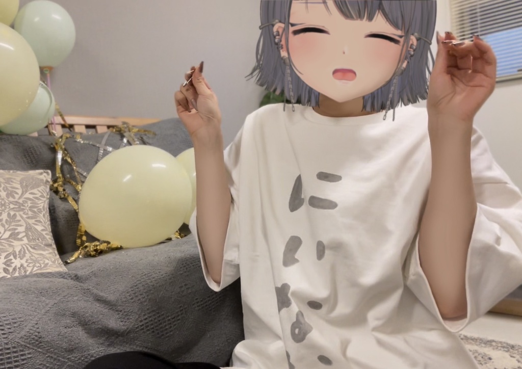 【常設】にいななゆい部位tuber用手書きTシャツ”超部屋着”レプリカ