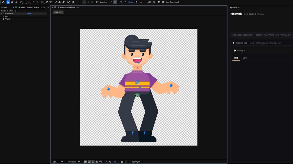 Rigsmith|After Effects 2Dキャラクター自動リギング拡張機能(Duik対応)