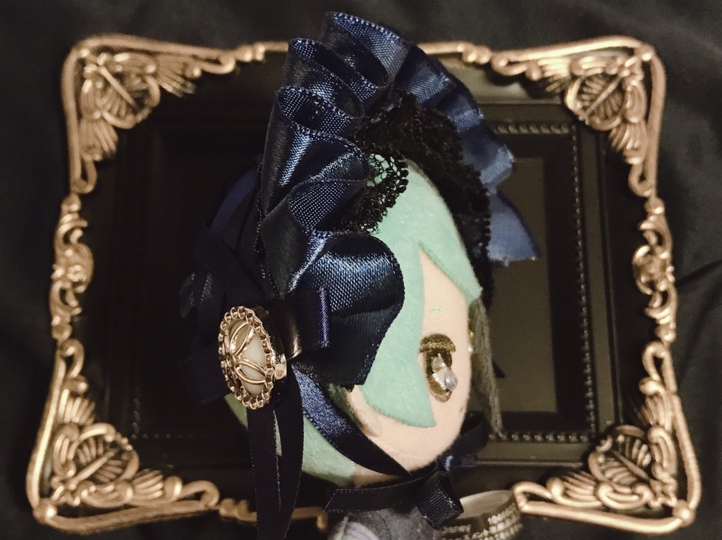 青×金×黒 偏向ラメ ぬいぐるみ用ヘッドドレス💙🖤