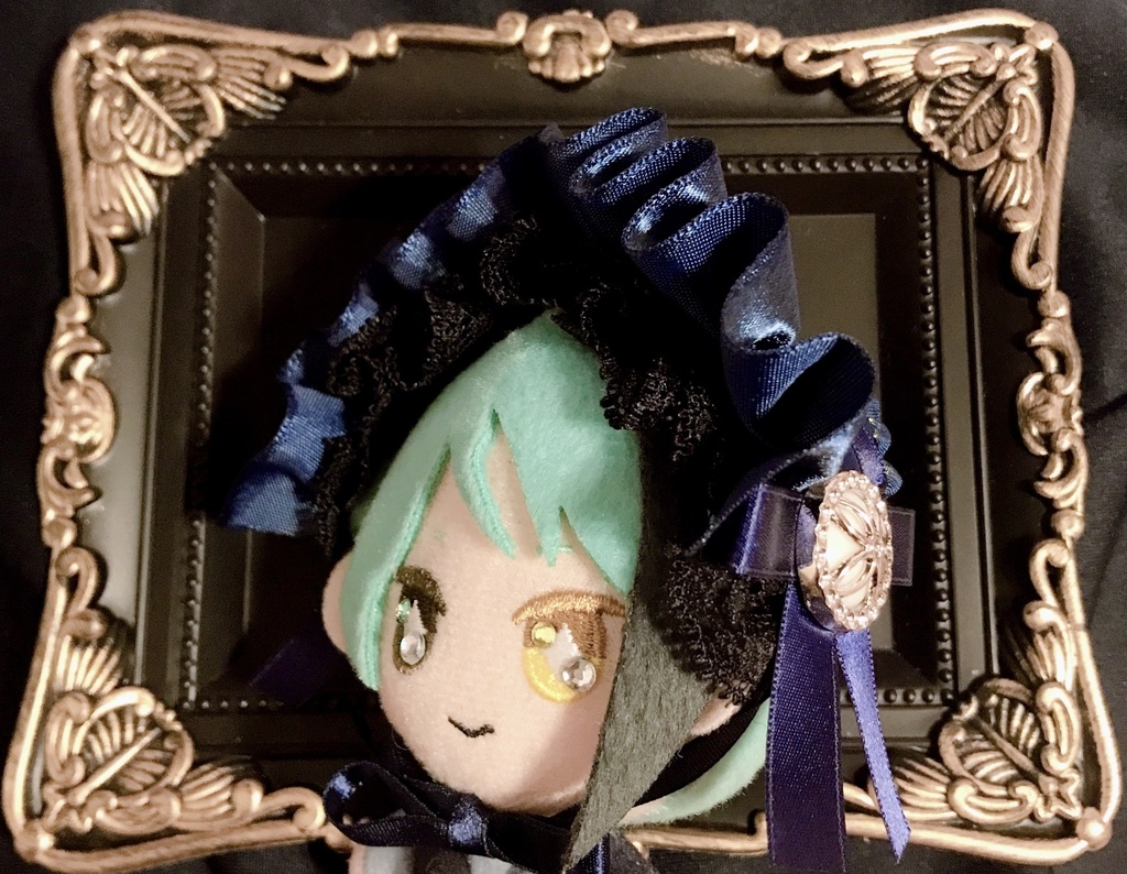 青×金×黒 偏向ラメ ぬいぐるみ用ヘッドドレス💙🖤