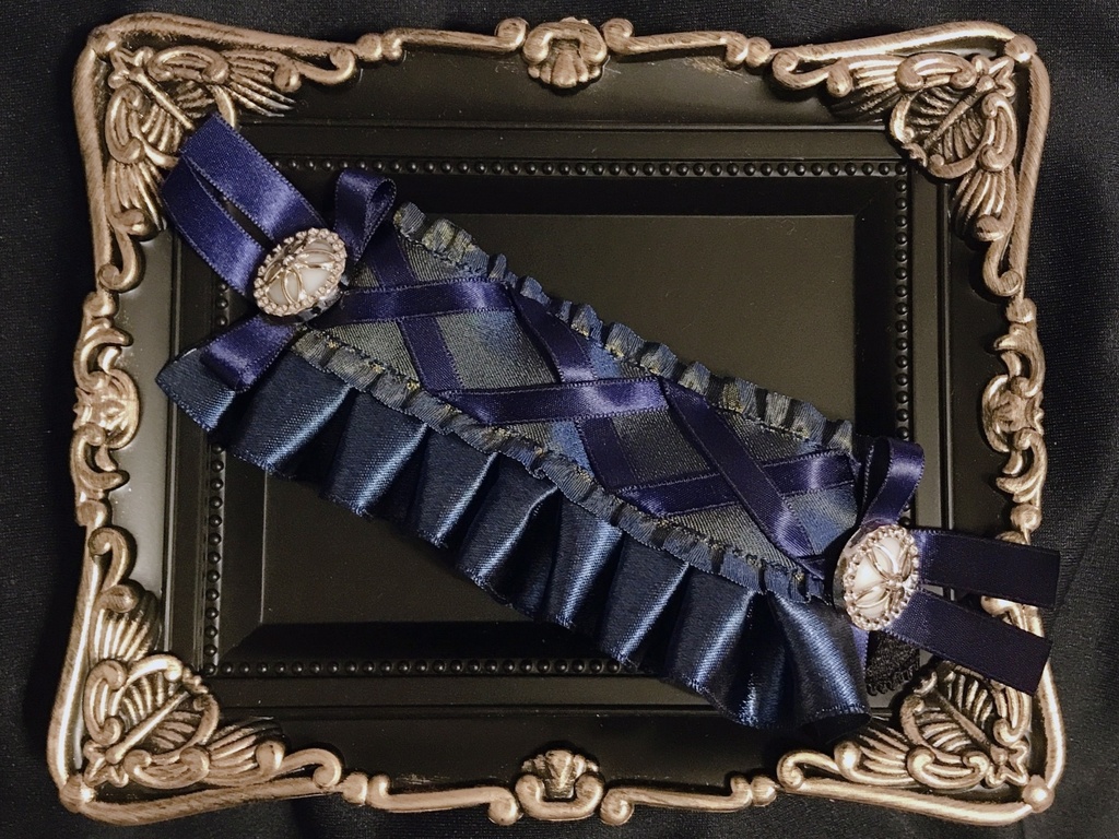 青×金×黒 偏向ラメ ぬいぐるみ用ヘッドドレス💙🖤