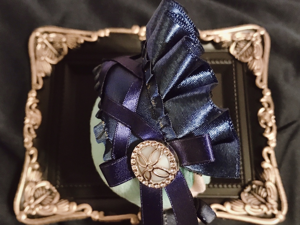 青×金×黒 偏向ラメ ぬいぐるみ用ヘッドドレス💙🖤