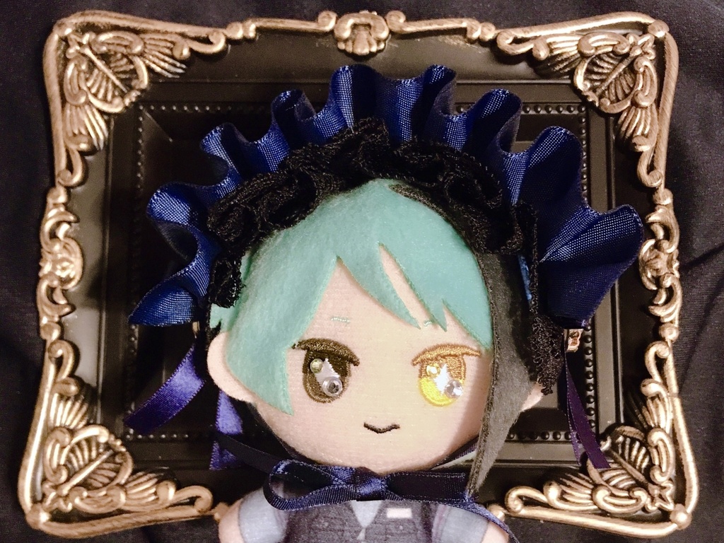 青×金×黒 偏向ラメ ぬいぐるみ用ヘッドドレス💙🖤