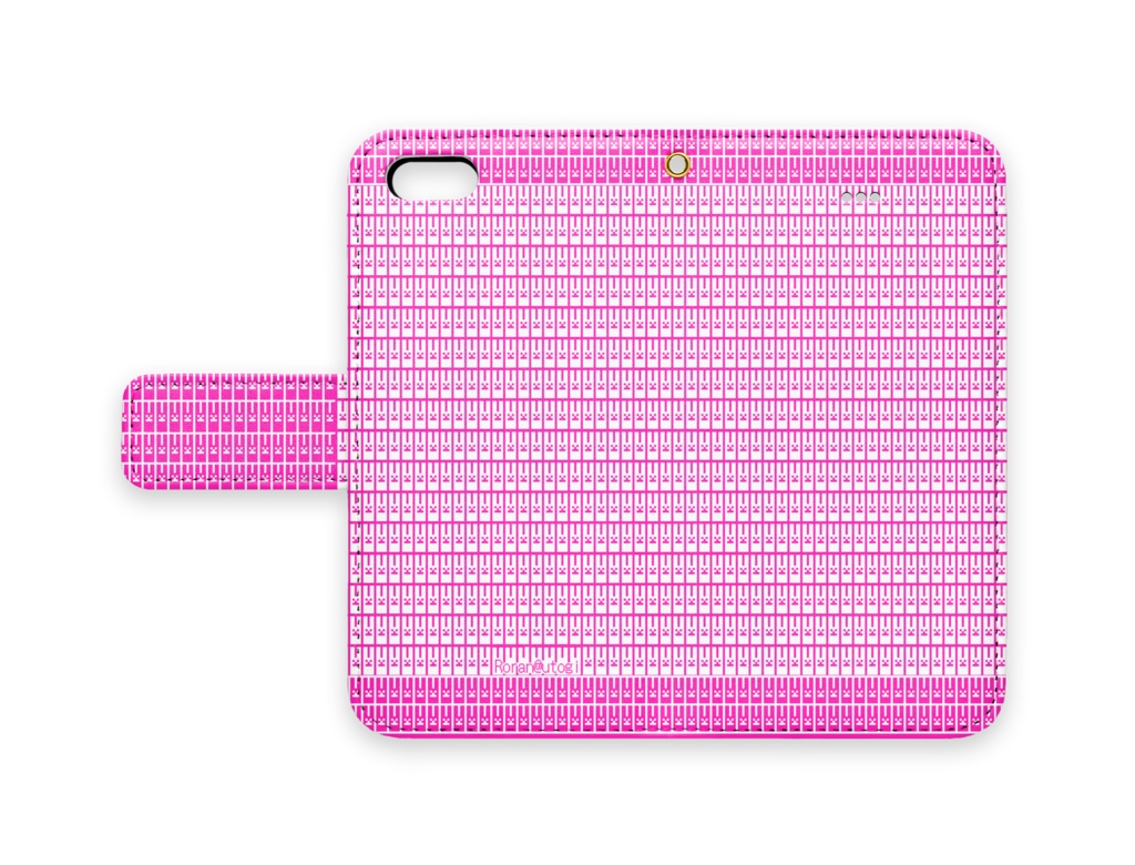 ウサギ敷き詰め手帳型iPhoneケース