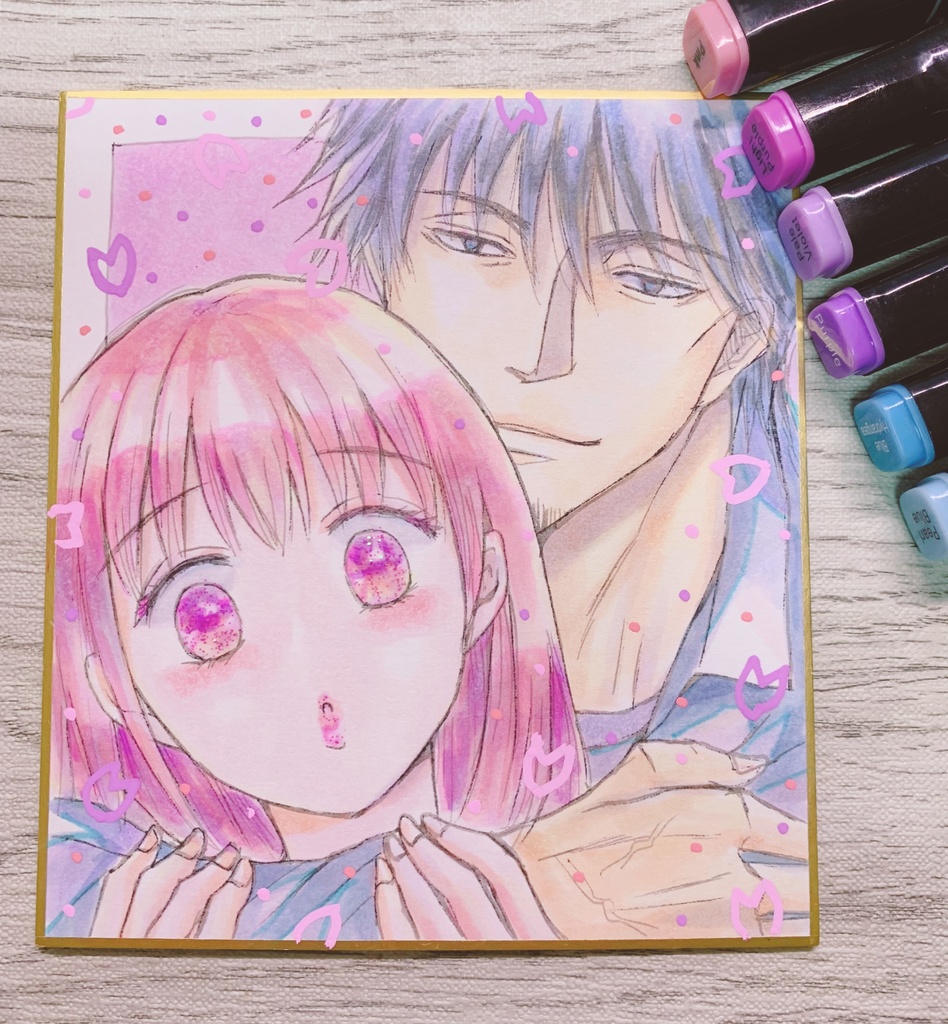 〈春〉【直筆】描き下ろしアナログ色紙原画６【絶倫コーチ/オリジナル】