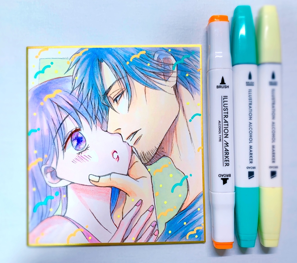 〈夏〉【直筆】描き下ろしアナログ色紙原画7【絶倫コーチ/オリジナル】