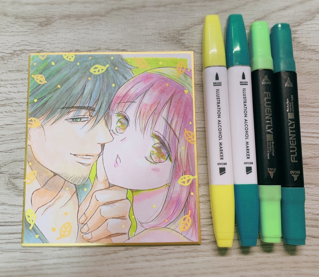 〈秋〉【直筆】描き下ろしアナログ色紙原画8【絶倫コーチ/オリジナル】