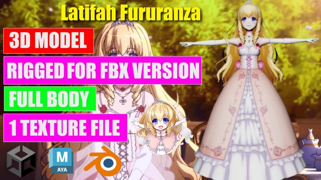 【3D Model】ラティファ・フルランザ - Latifah Fleuranza 【FBX / OBJ】