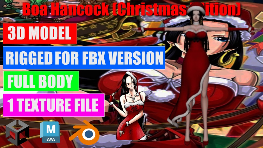 【3D Model】ボア・ハンコック (クリスマス) - Boa Hancock (Christmas) 【FBX / OBJ】
