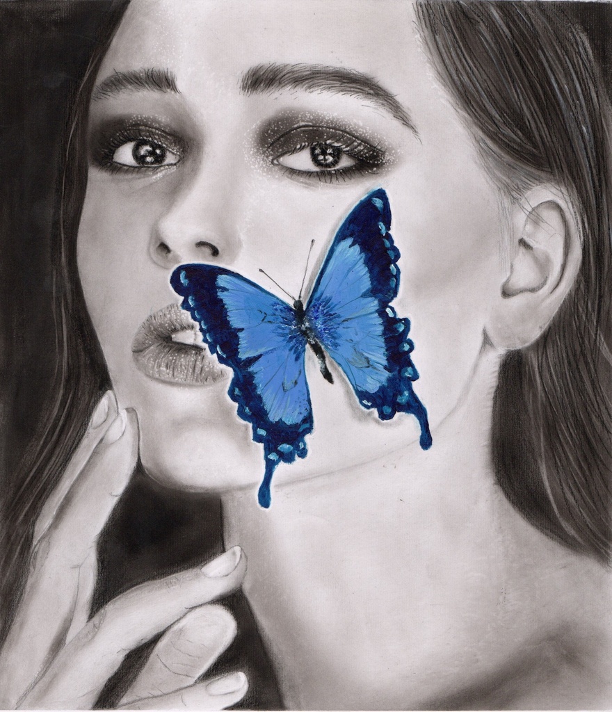 Metamorphosis - Original Graphite and Pastel Portrait by Mary G