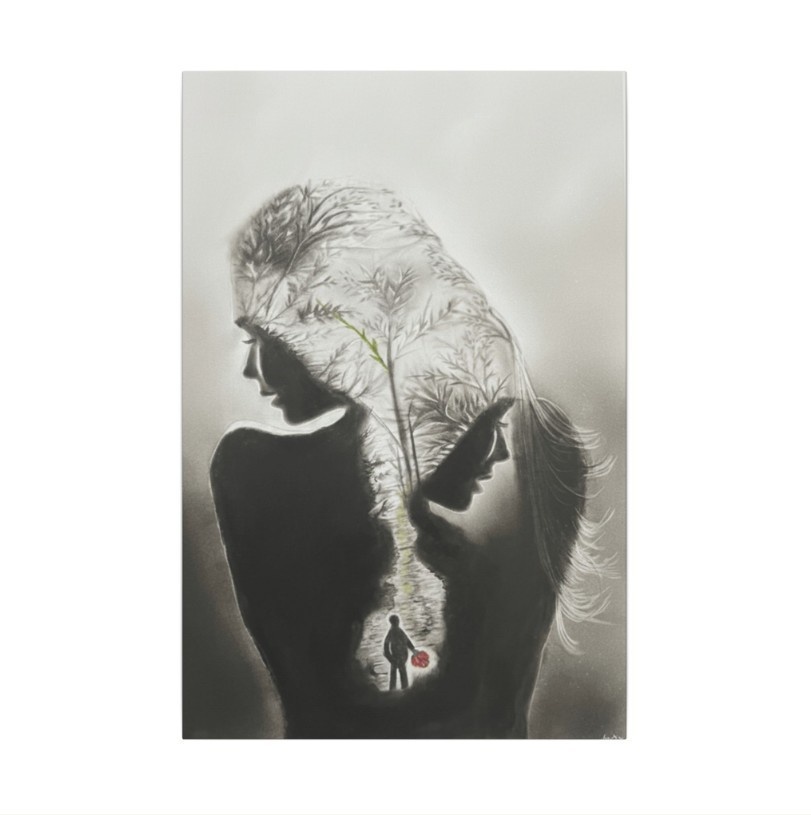 Penetration of Hope - Original Charcoal Portrait by Mary G