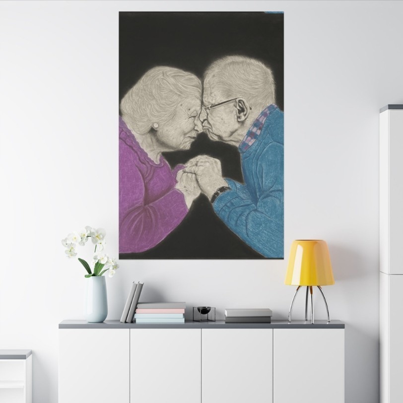 Timeless Love - Original Charcoal and Gouache Portrait by Mary G