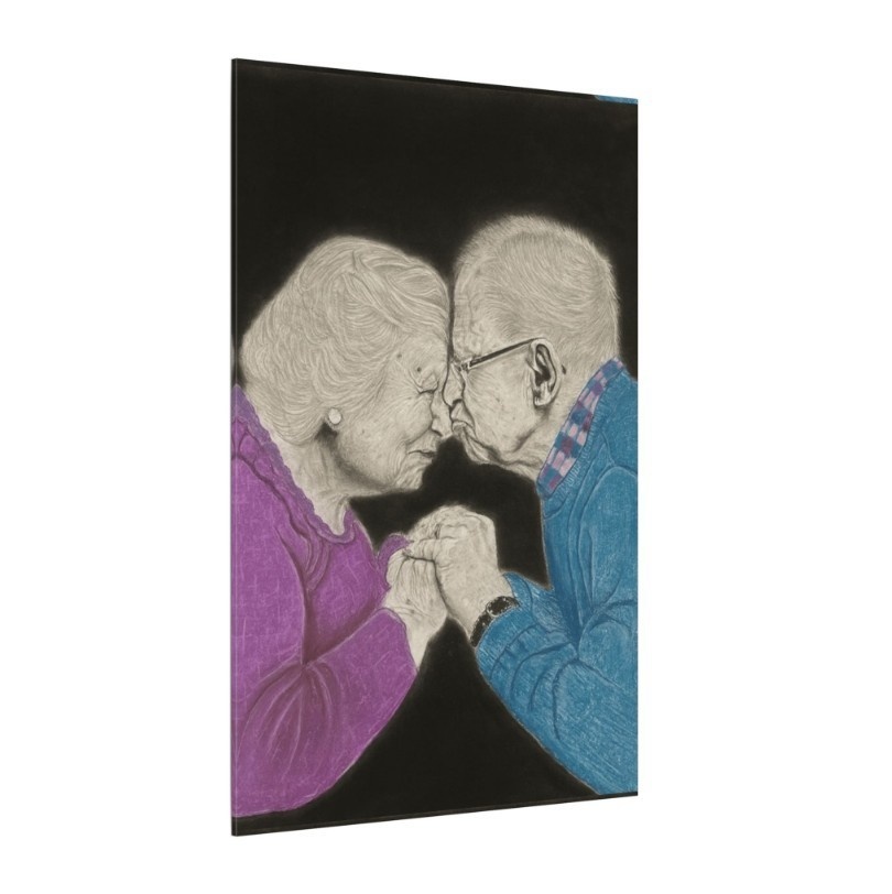 Timeless Love - Original Charcoal and Gouache Portrait by Mary G