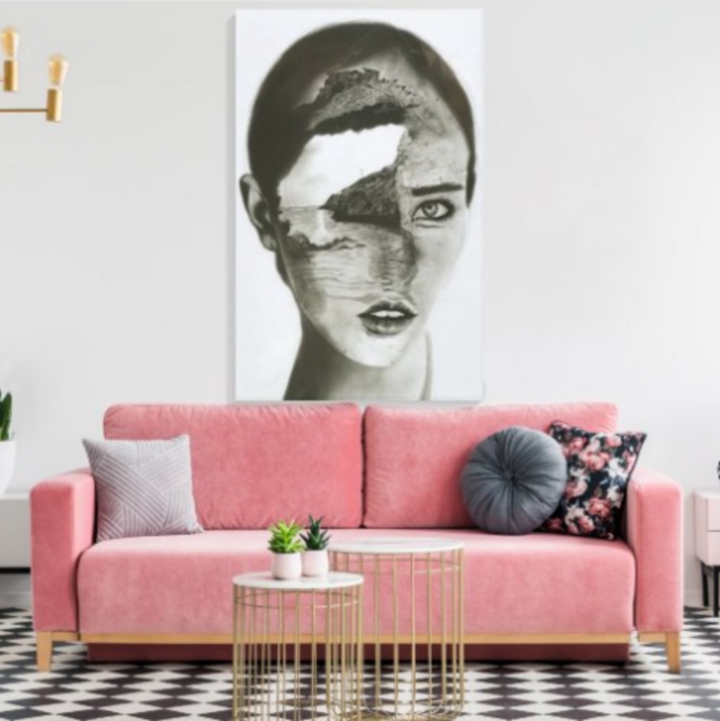 Mind's Shore - Original Charcoal Portrait by Mary G