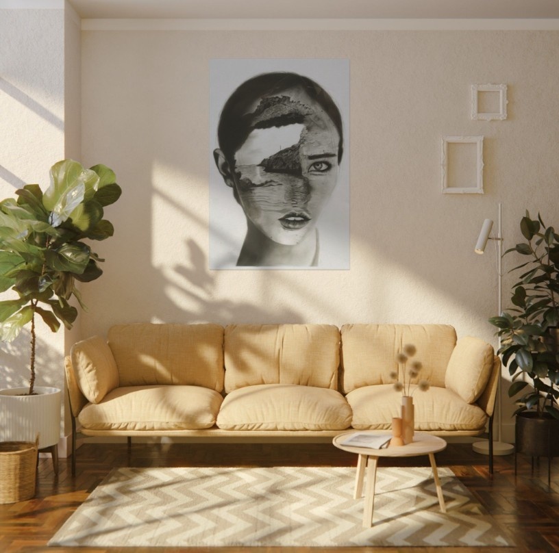 Mind's Shore - Original Charcoal Portrait by Mary G