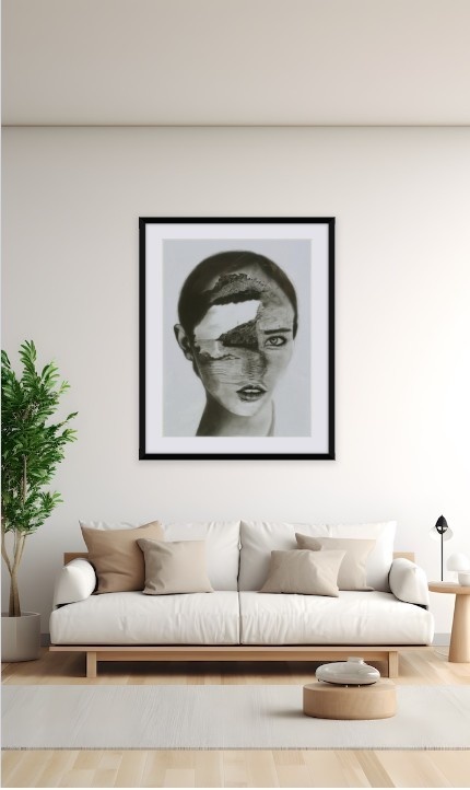 Mind's Shore - Original Charcoal Portrait by Mary G