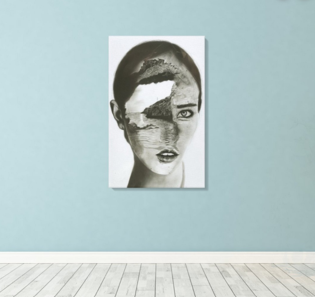 Mind's Shore - Original Charcoal Portrait by Mary G