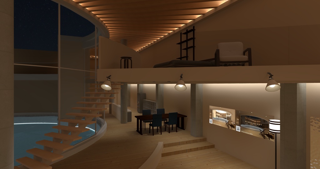 【Unity2022/VCC対応 Quest版あり】VRChat向け住宅ワールドデータ「CIRCLE hOuse」