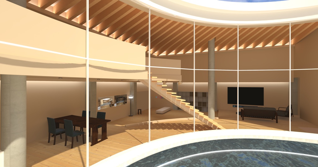 【Unity2022/VCC対応 Quest版あり】VRChat向け住宅ワールドデータ「CIRCLE hOuse」