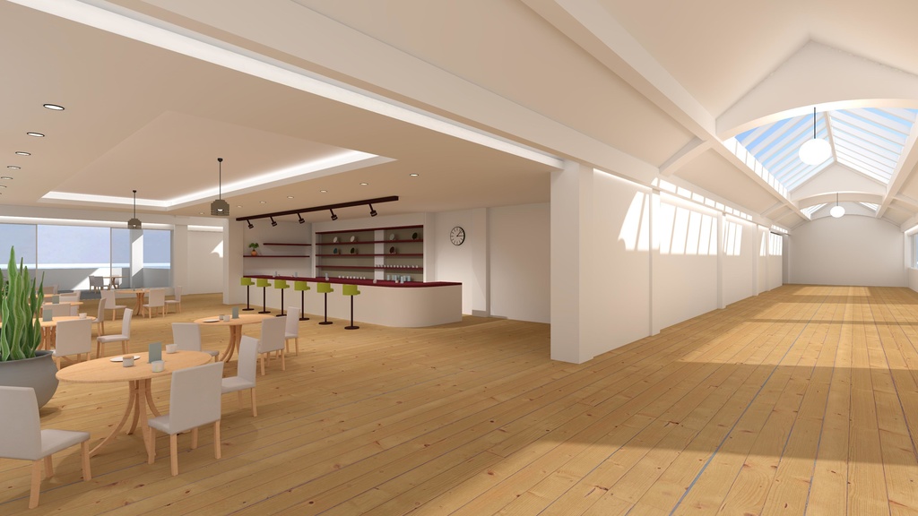 VRChat想定ワールド3Dモデル ”ギャラリーカフェ「なみのうえ」”