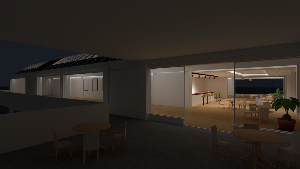 VRChat想定ワールド3Dモデル ”ギャラリーカフェ「なみのうえ」”