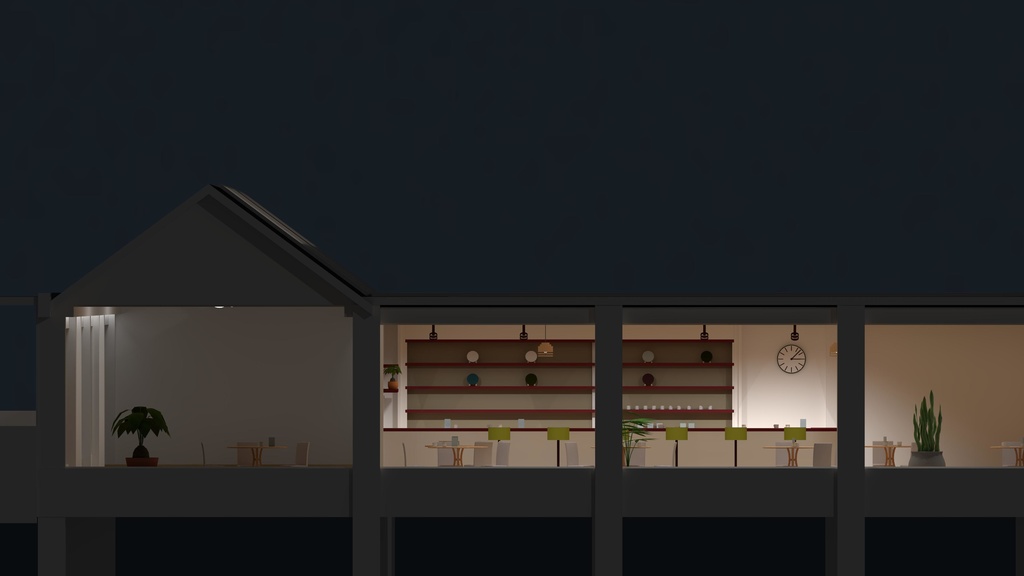 VRChat想定ワールド3Dモデル ”ギャラリーカフェ「なみのうえ」”