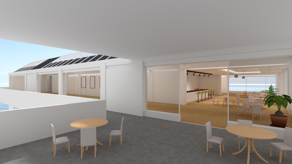 VRChat想定ワールド3Dモデル ”ギャラリーカフェ「なみのうえ」”