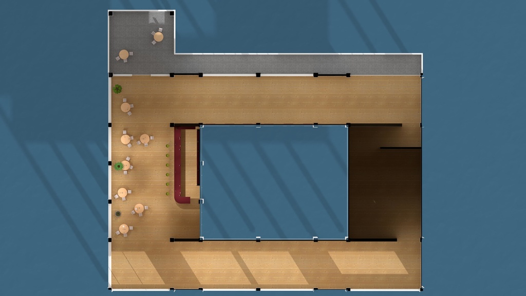 VRChat想定ワールド3Dモデル ”ギャラリーカフェ「なみのうえ」”