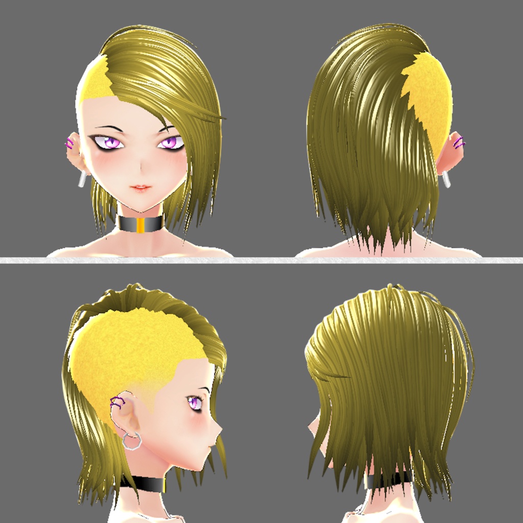【VRoid用】ヘアプリセット (刈り上げ) + ピアス付き