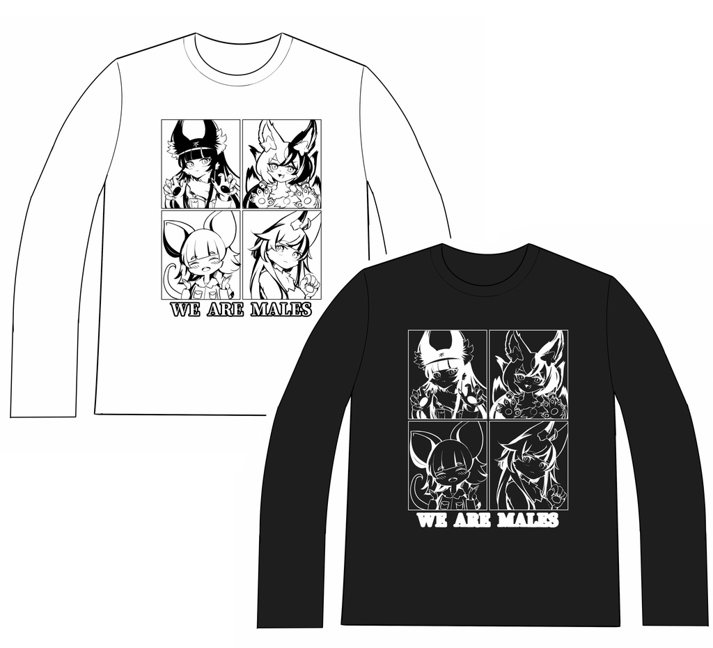 ［長袖］ミリけも集合Tシャツ  色【白／黒】サイズ【各種】
