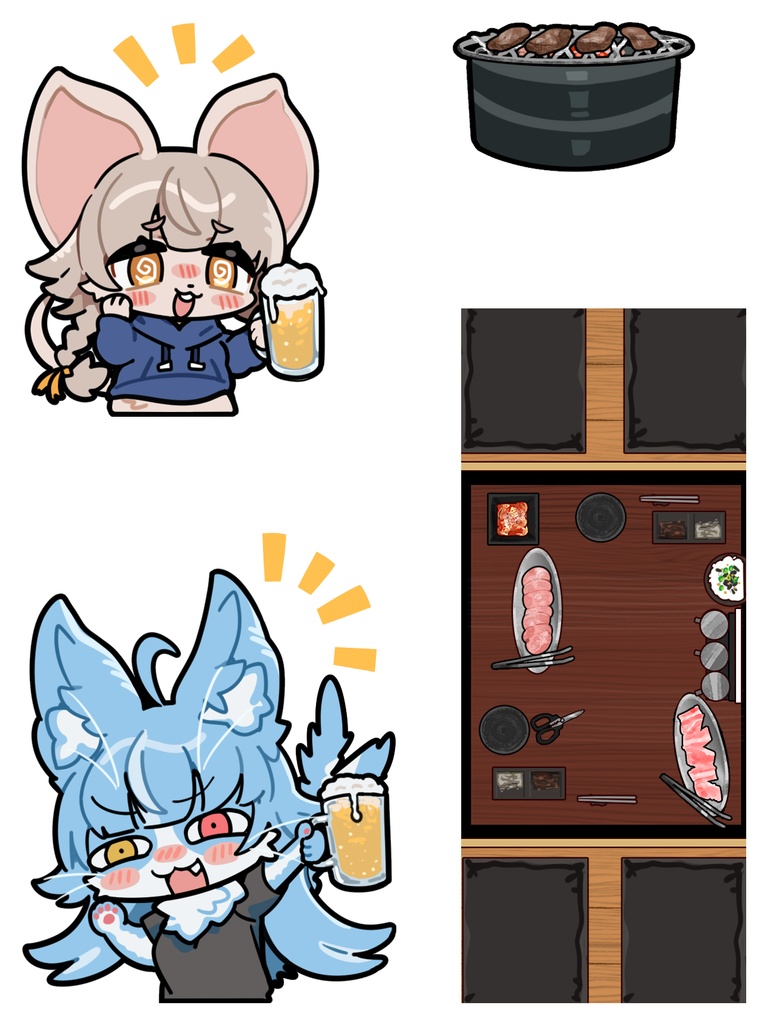 NEW!!!『C105新作』べろ酔い おまねこ×ハムチュン アクリルスタンド