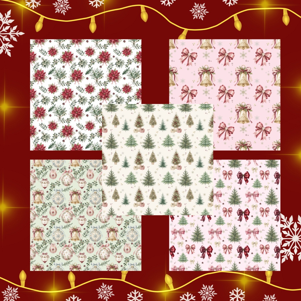 【クリスマス】大人かわいい デジタルペーパー20枚セット|シームレスパターン|Christmas Digital Paper
