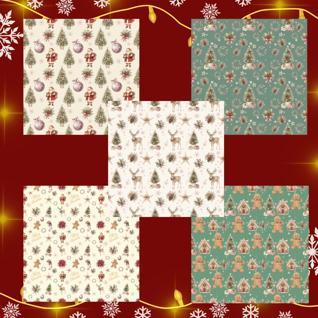 【クリスマス】大人かわいい デジタルペーパー20枚セット|シームレスパターン|Christmas Digital Paper