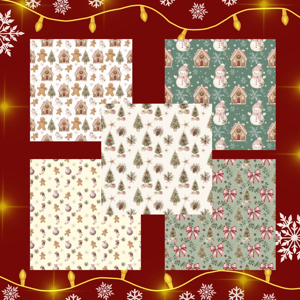【クリスマス】大人かわいい デジタルペーパー20枚セット|シームレスパターン|Christmas Digital Paper