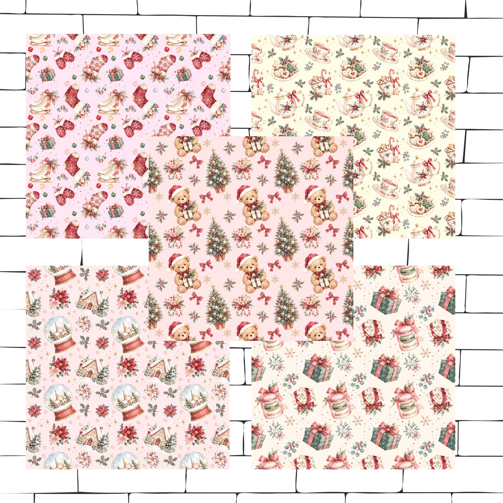 大人かわいいクリスマスのデジタルペーパー 20枚セット Christmas Digital Paper – 20 Seamless Patterns