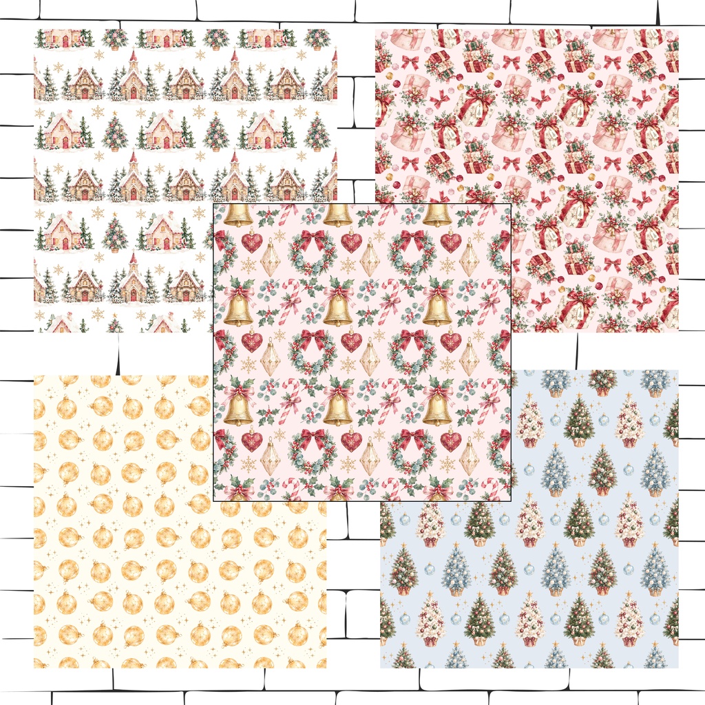大人かわいいクリスマスのデジタルペーパー 20枚セット Christmas Digital Paper – 20 Seamless Patterns