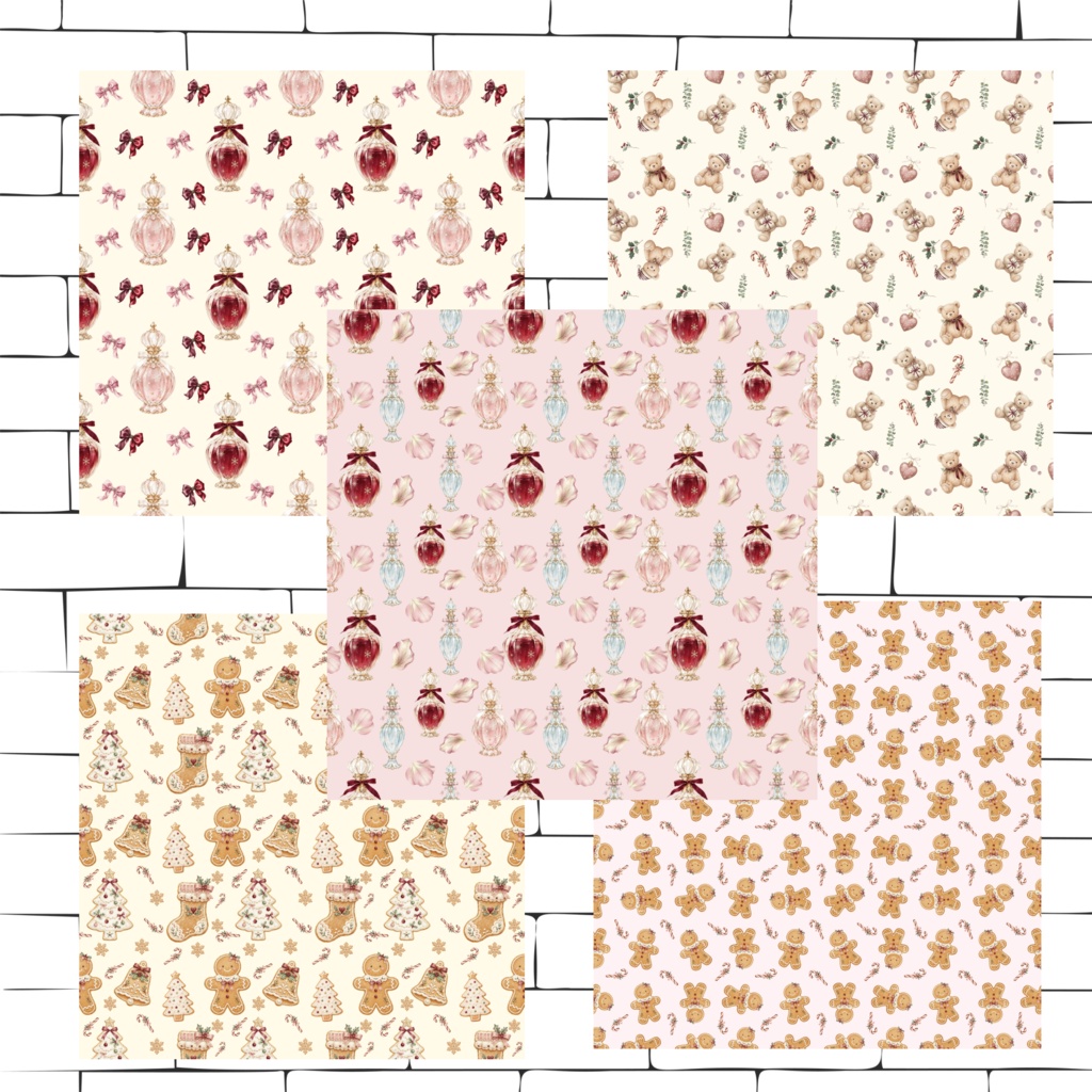 大人かわいいクリスマスのデジタルペーパー 20枚セット Christmas Digital Paper – 20 Seamless Patterns
