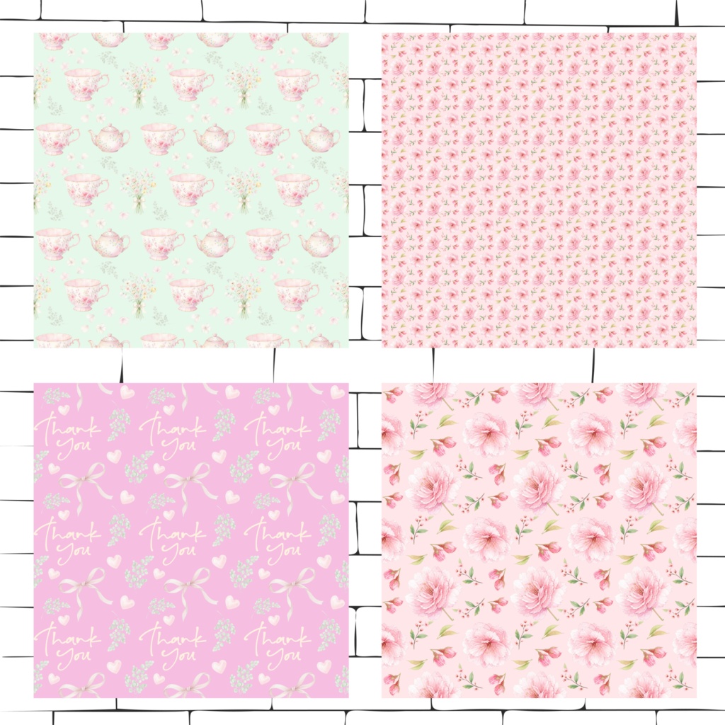 春の花と果物|水彩風デジタルペーパー16枚セット|シームレスパターン Spring Blossom & Fruit | Watercolor Digital Paper Collection | 16 Seamless Patterns