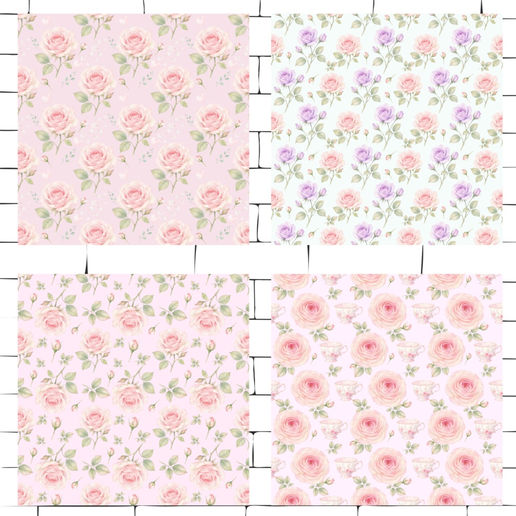 春の花と果物|水彩風デジタルペーパー16枚セット|シームレスパターン Spring Blossom & Fruit | Watercolor Digital Paper Collection | 16 Seamless Patterns