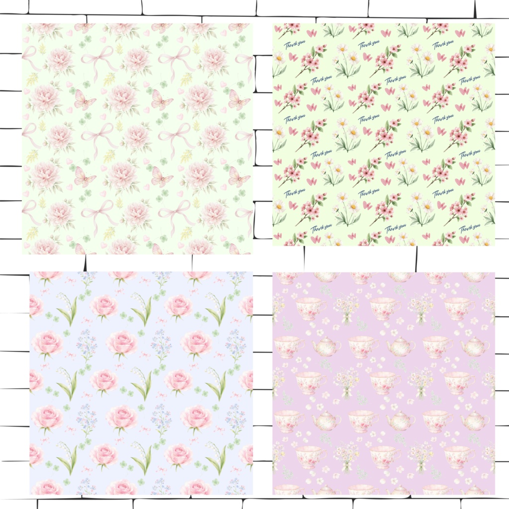 春の花と果物|水彩風デジタルペーパー16枚セット|シームレスパターン Spring Blossom & Fruit | Watercolor Digital Paper Collection | 16 Seamless Patterns