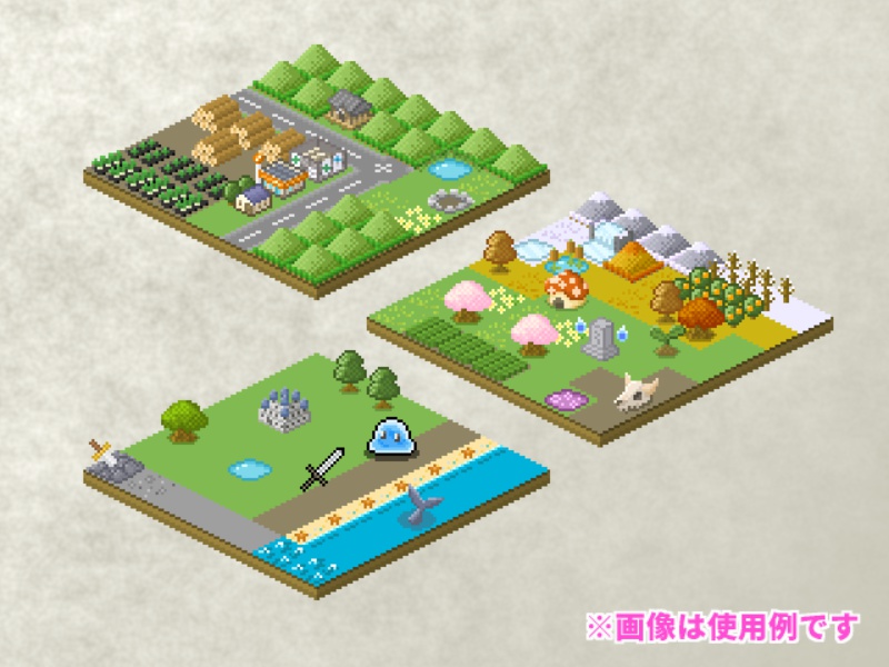 【ドット絵】建築ヴィネット素材(24×24サイズ)