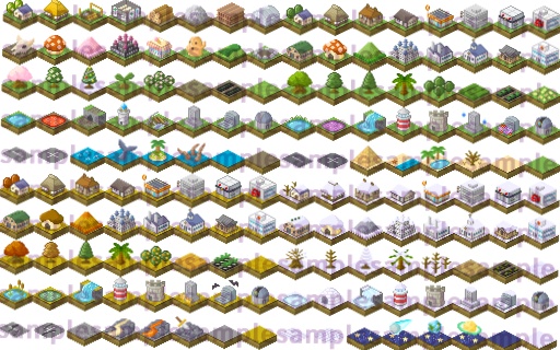 【ドット絵】建築ヴィネット素材(32×32サイズ)